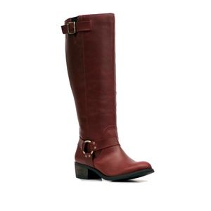 New Brick Red Leather Ring Harness Riding Boot